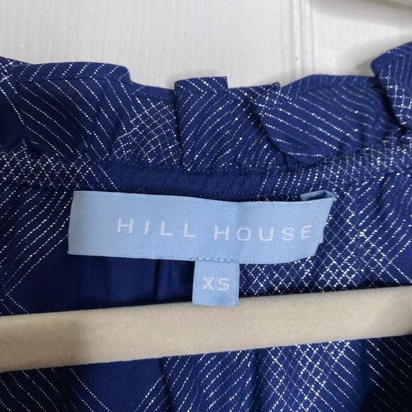 HILL HOUSE Katherine Nap Dress Navy Glitter Check Size XS Puff Sleeves - Picture 4 of 7